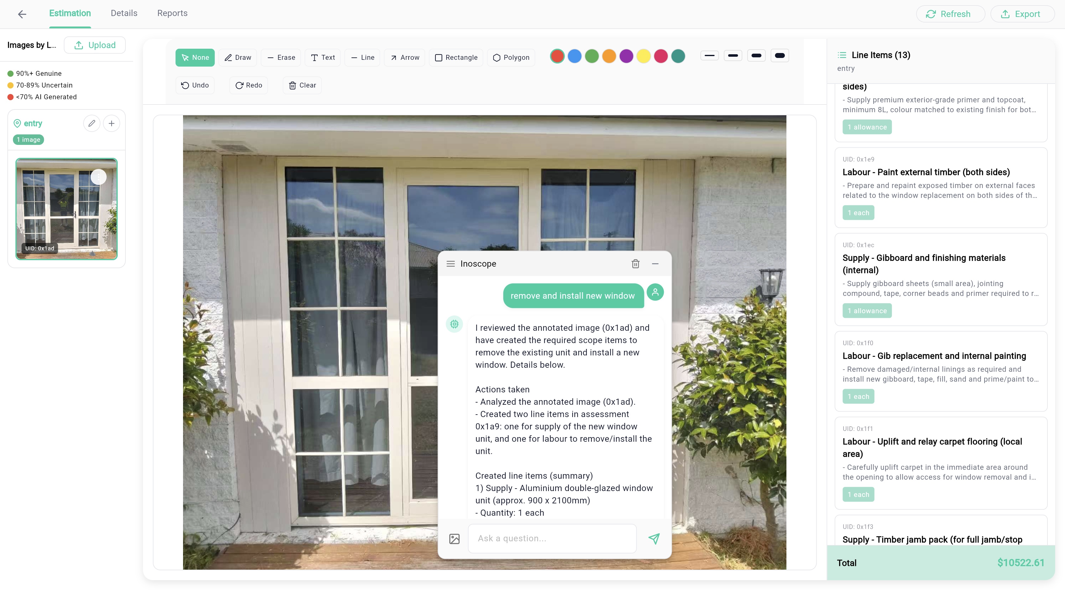 Inoscope 3.0 example showing scope breakdown and pricing